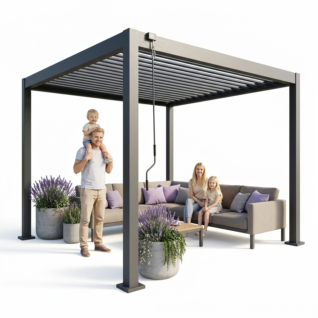 PERGOLA TARASOWA METALOWA 3X3 WOLNOSTOJĄCA PODWYŻSZANA 2,5M GRAFIT PAXI